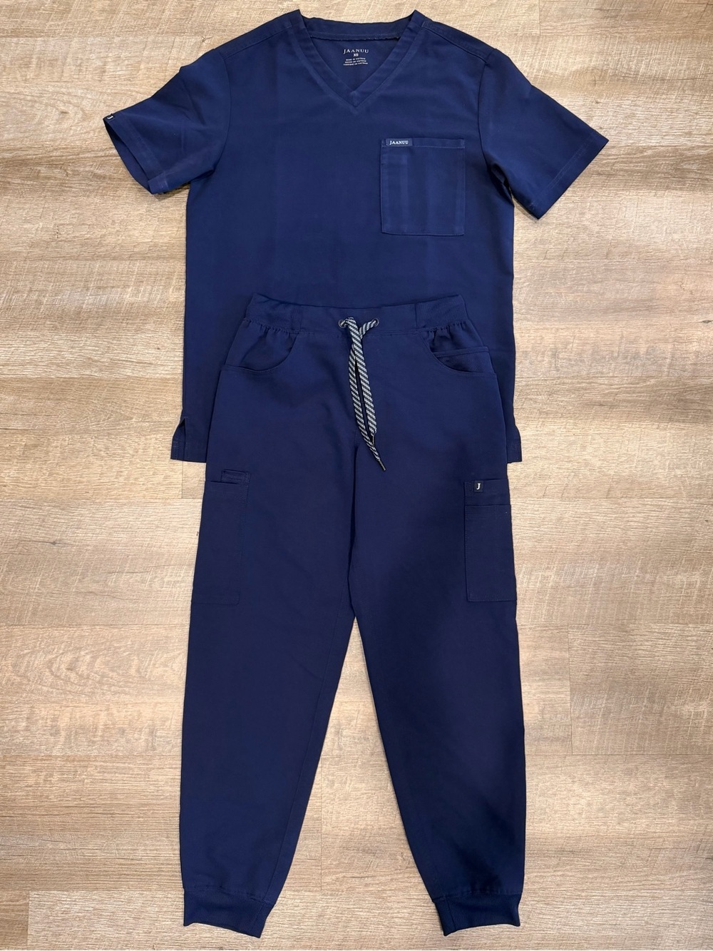 Jaanuu Navy Scrub Set XS Top XXS XS Jogger Pants Stretch Nurse Medical Uniform